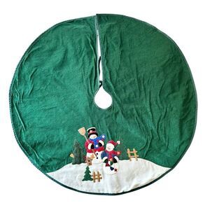 Snowman Appliqué Christmas Tree Skirt 49” diameter